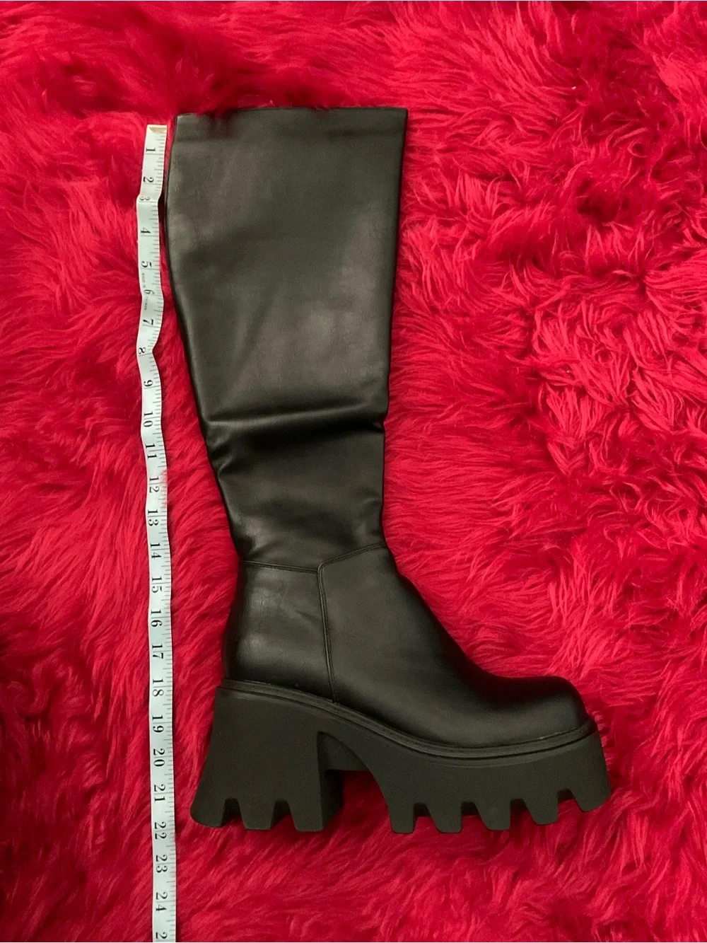 Dolls Kill Black Over-the-Knee Platform Lug Sole Boots